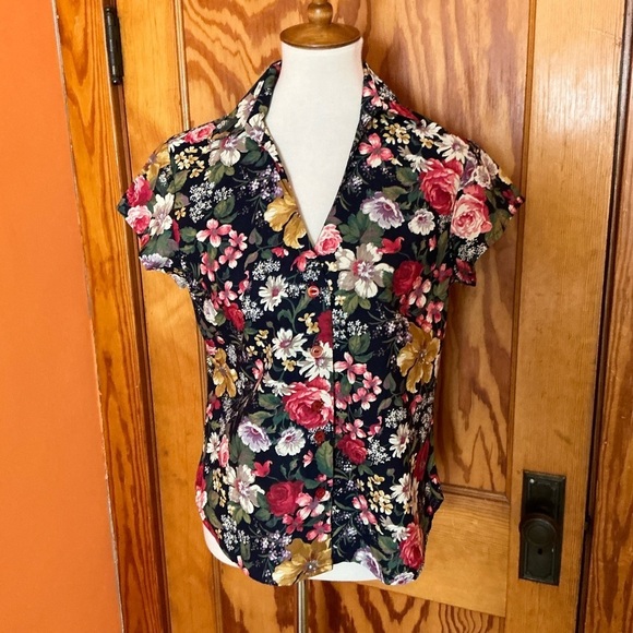 Vintage 70s Floral Button Down Top - Picture 5 of 6